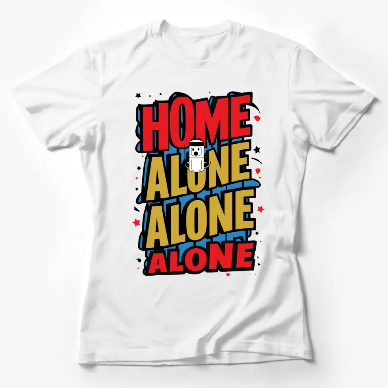 Home Alone Inspired Comic Style Graphic T-Shirt, Bold Red and Blue Tee Female T-Shirt