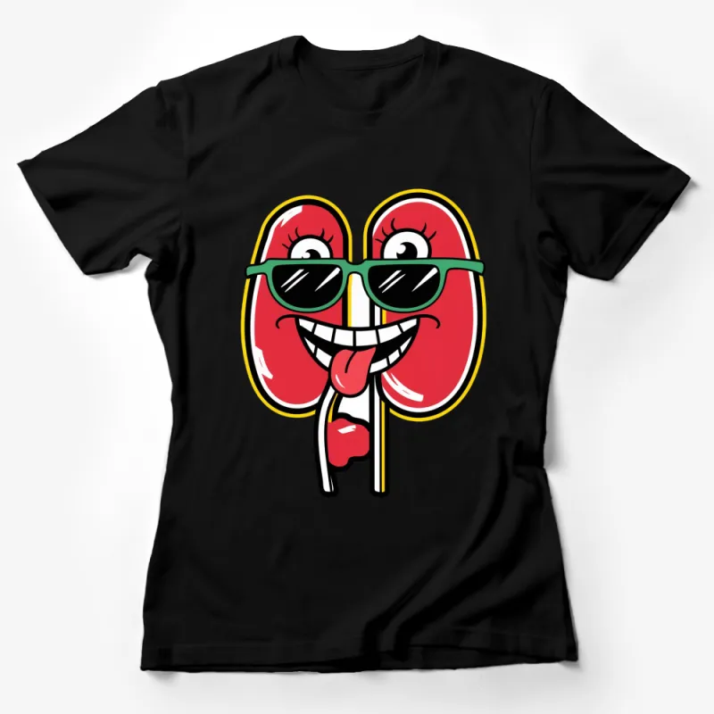 Funny Face T-Shirt, Cartoon Tongue Out, Red Glasses, Cool Summer Tee, Unisex Graphic Shirt, Gift for Friend Female T-Shirt