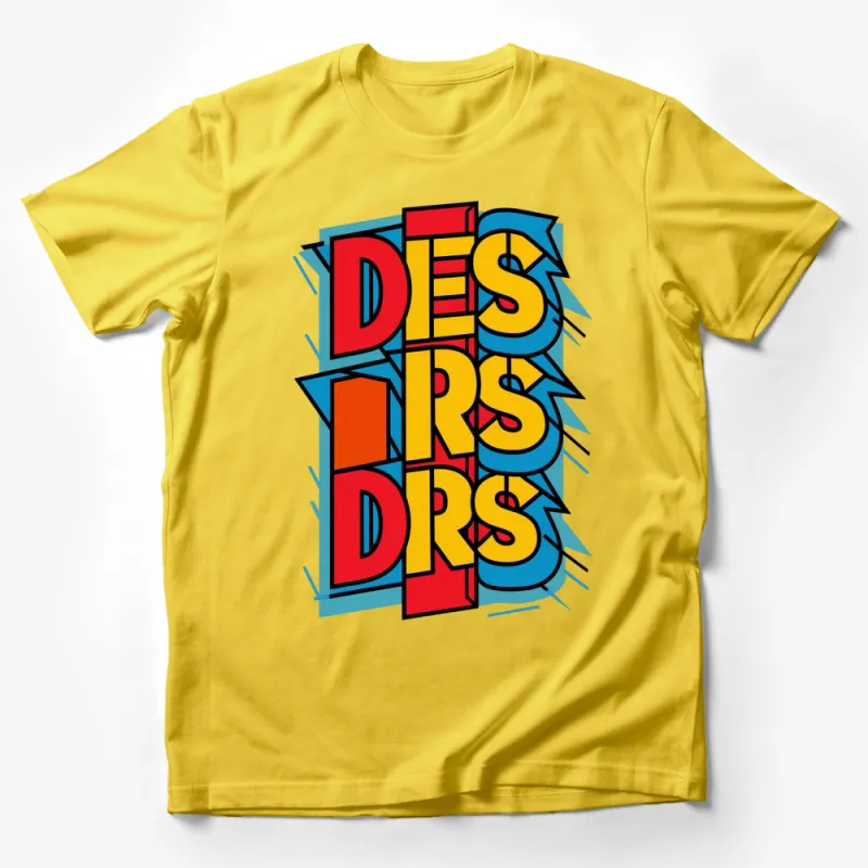 Bold Colorful Retro Designers Text Graphic T-Shirt, Vintage Style Tee for Creatives Male T-Shirt