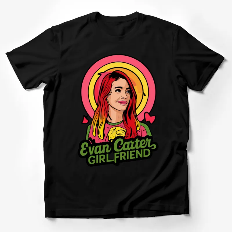 Evan Cauter Girlfriend Retro Pop Art T-Shirt, Colorful Cartoon Style Women's Tee Male T-Shirt