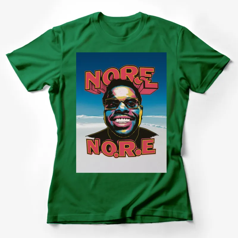 Colorful Retro Rap Artist NORE T-Shirt, Bold Graphic Hip-Hop Tee, Unisex Pop Art Shirt Female T-Shirt