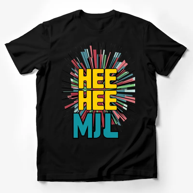 Colorful Pop Art Style MJL Hee Hee T-Shirt, Retro Graphic Tee, Music Fan Clothing Male T-Shirt