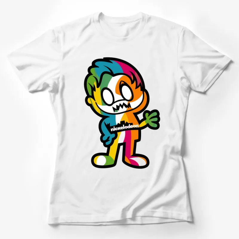 Colorful Nickelodeon Character T-Shirt, Fun Kids Cartoon Graphic Tee, Vibrant Casual Wear Female T-Shirt