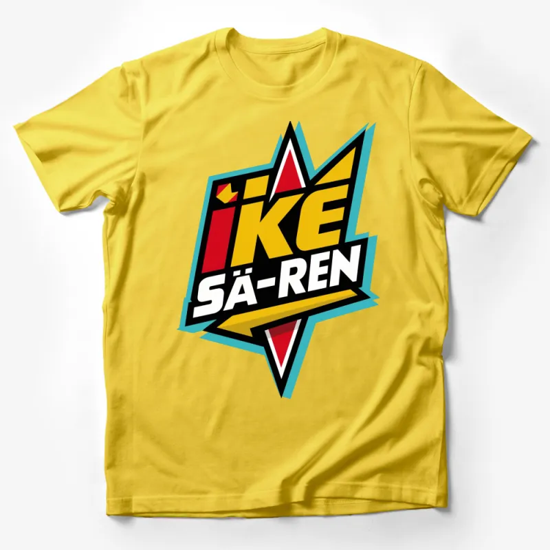 Colorful Ike S?-Ren Logo T-Shirt, Retro Style Graphic Tee, Unisex Fashion Top Male T-Shirt