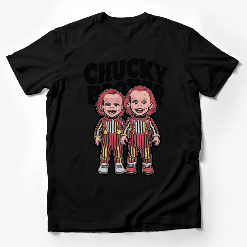 Chucky Brothers Horror Character Graphic Tee, Retro Style Pop Culture T-Shirt, Unique Movie Fan Gift Male T-Shirt