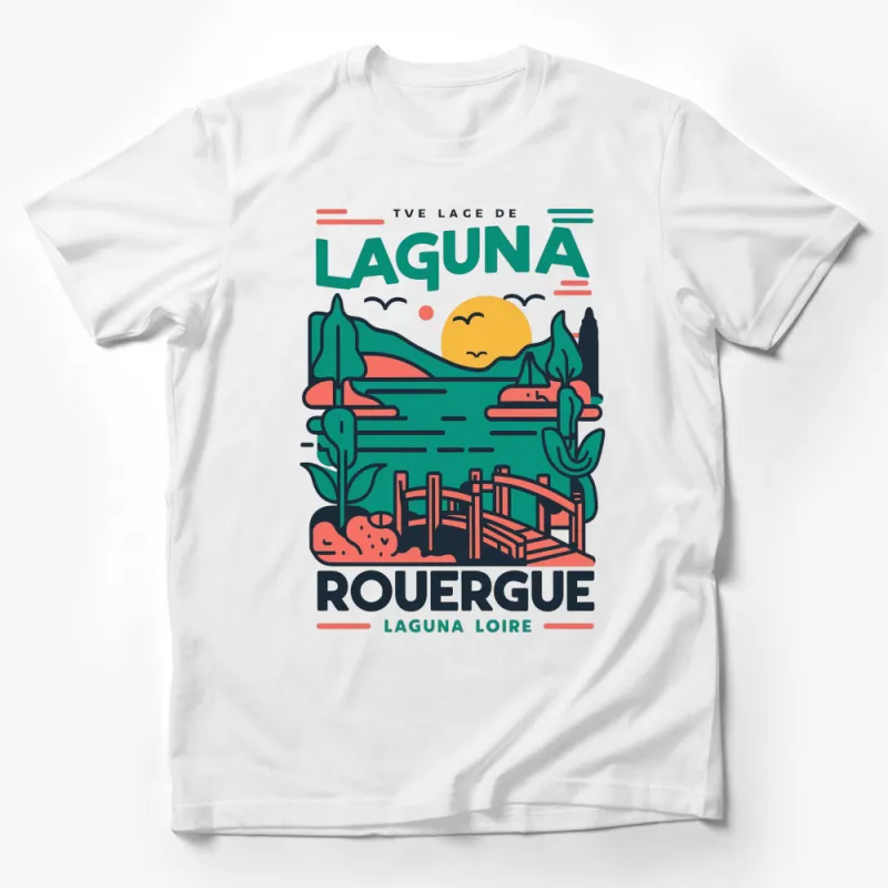 Vintage Laguna Loire Travel Poster T-Shirt, Retro Graphic Lake Design Tee, Summer Vacation Apparel Male T-Shirt