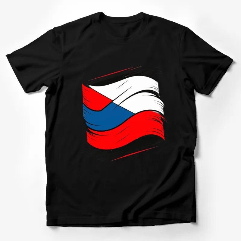 Abstract Art T-Shirt, Red Blue Black White Modern Design Tee, Unique Graphic Shirt for All Ages Male T-Shirt