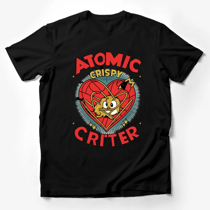 Retro Atomic Crispy Critter Graphic T-Shirt, Vintage-Inspired Cartoon Character, Fun Bold Unisex Tee Male T-Shirt