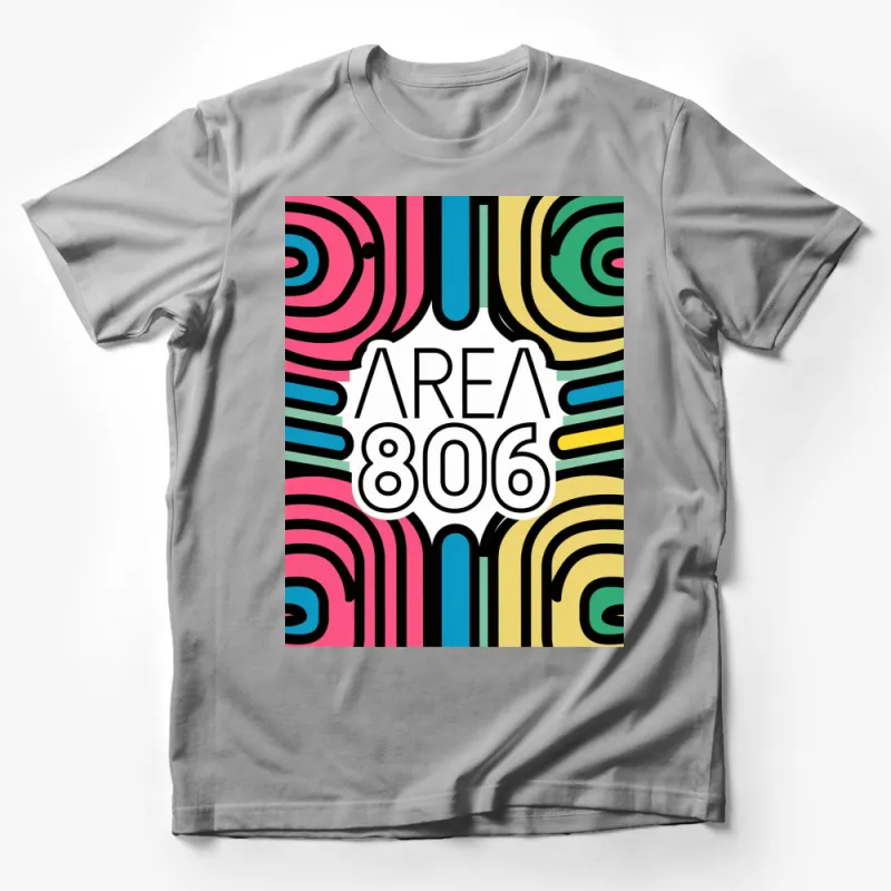 Colorful Abstract 806 Area Code Graphic T-Shirt, Retro Style, Vibrant, Unisex Male T-Shirt