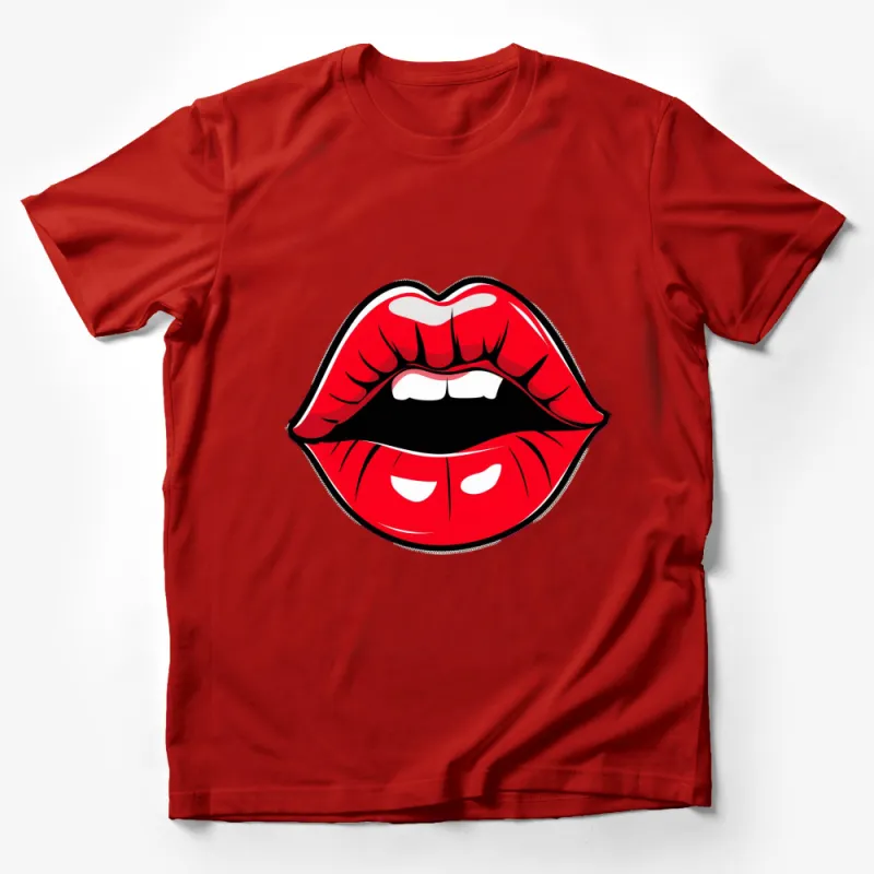 Red Lips T-Shirt, Bold Kiss Graphic Tee, Sexy Lip Print Top, Fashion Statement Casual Wear Male T-Shirt