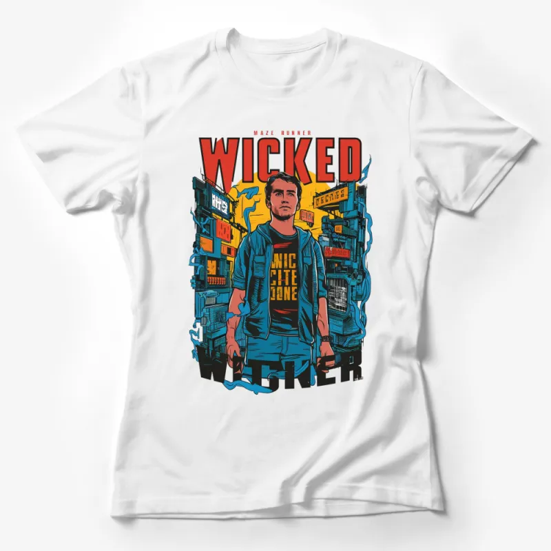 Maze Runner WICKED Graphic Tee, Thomas City Scape T-Shirt, Unique Film Inspired Apparel Female T-Shirt