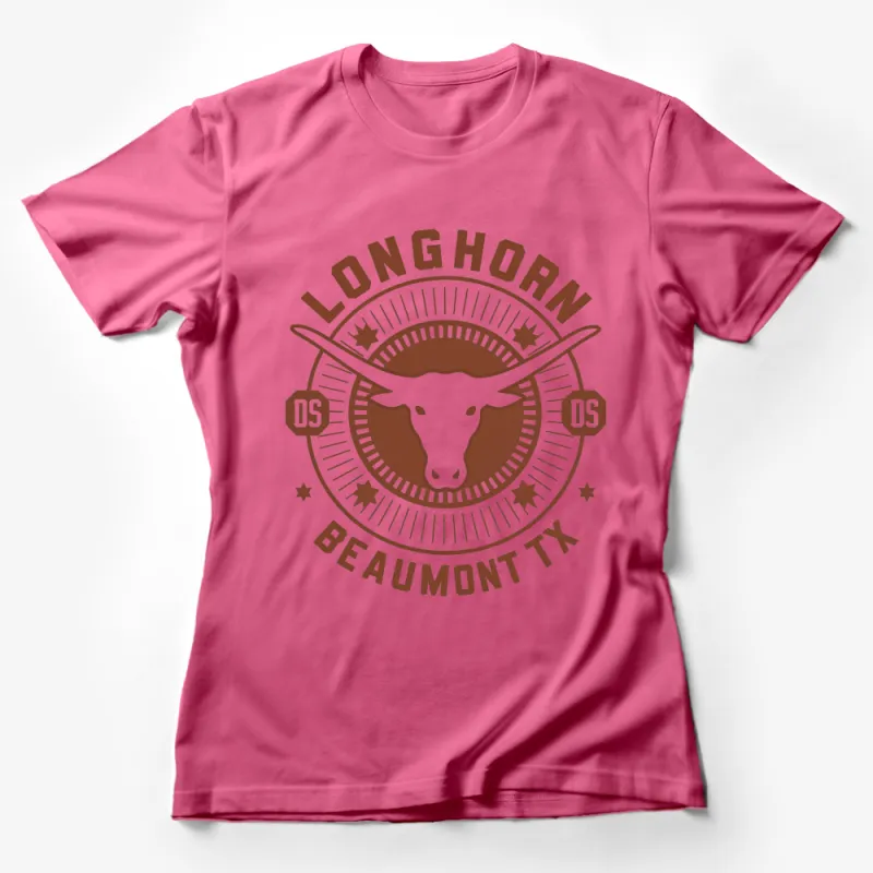 Longhorn Beaumont TX Graphic T-Shirt, Vintage Cowboy Style Tee, Unisex Casual Wear Female T-Shirt