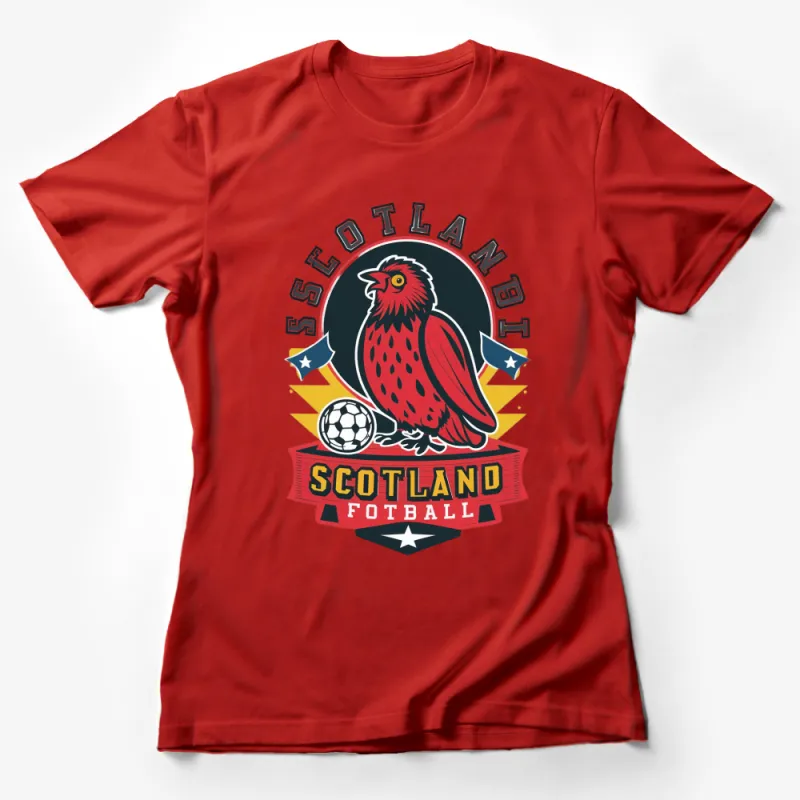 Scotland Football T-Shirt with Red Hawk Graphic, Vintage Soccer Fan Gear, Unisex Sports Top Female T-Shirt