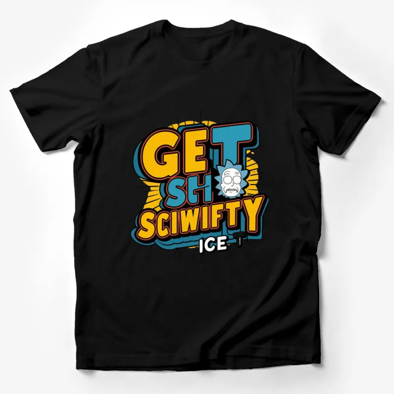 Get Schwifty Ice T-Shirt, Rick Colorful Comic Graphic Tee, Unisex Casual Wear Male T-Shirt