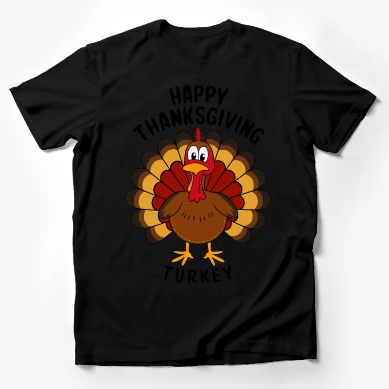 Happy Thanksgiving Turkey Fun Cartoon T-Shirt, Colorful Fall Holiday Tee, Unisex T-Shirt for Thanksgiving, Gift for Friends Male T-Shirt