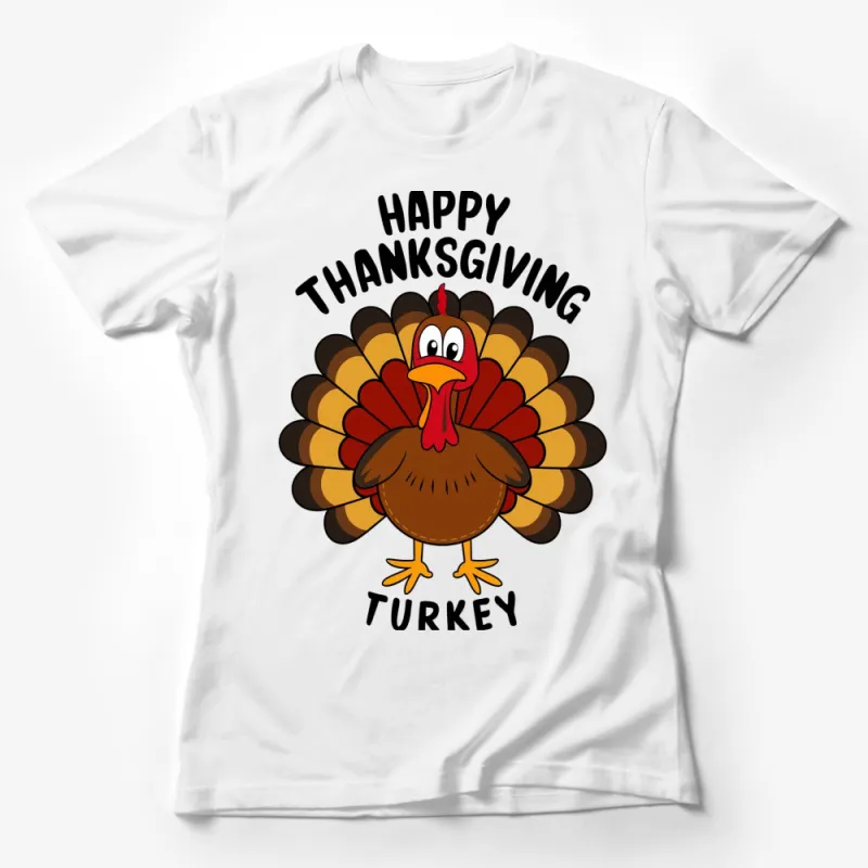 Happy Thanksgiving Turkey Fun Cartoon T-Shirt, Colorful Fall Holiday Tee, Unisex T-Shirt for Thanksgiving, Gift for Friends Female T-Shirt