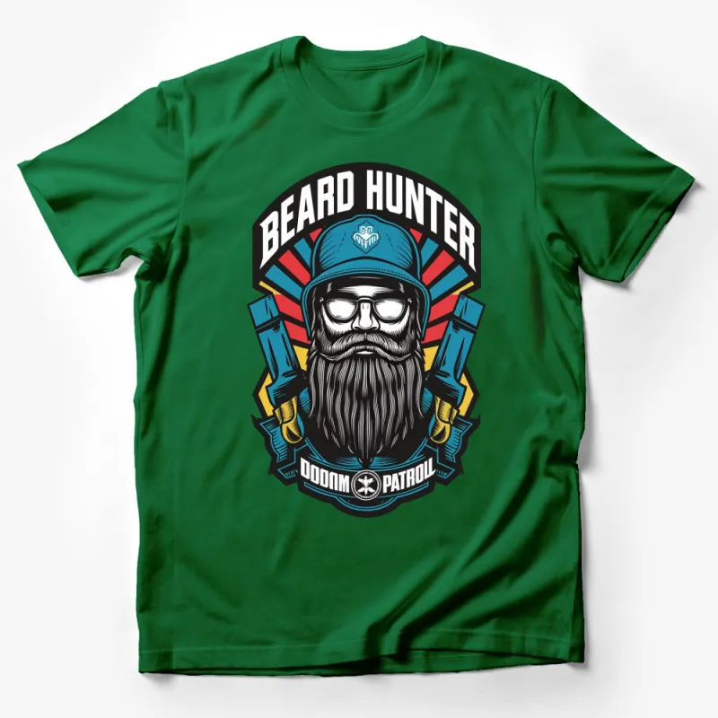 Beard Hunter Graphic T-Shirt, Hipster Bearded Man Tee, Vintage Style Doom Patrol Shirt Male T-Shirt