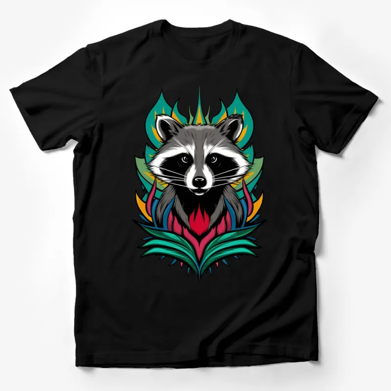 Vibrant Raccoon Graphic T-Shirt, Colorful Animal Art Tee, Unique Wildlife Illustration Shirt, Gift for Nature Lovers Male T-Shirt