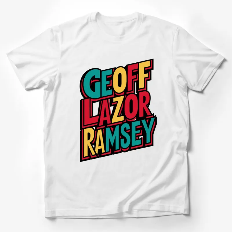 Geoff Lazor Ramsey Bold Graphic T-Shirt, Colorful Retro Style Tee, Urban Fashion Unisex Apparel Male T-Shirt