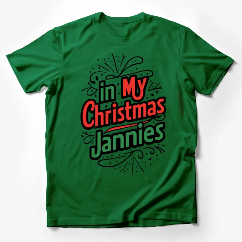 Festive Christmas T-Shirt In My Christmas Jammies Holiday Top, Casual Red and Green Tee for Family Gatherings Male T-Shirt