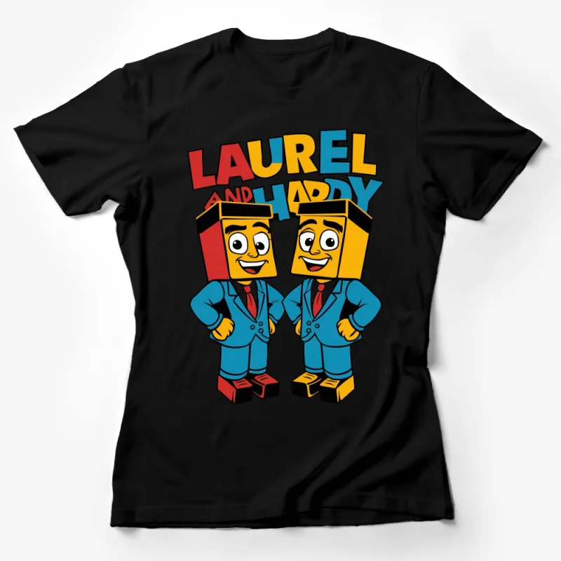 Laurel and Hardy Iconic Duo Cartoon Graphic T-Shirt, Vintage Style Comedy Tee, Unisex Female T-Shirt