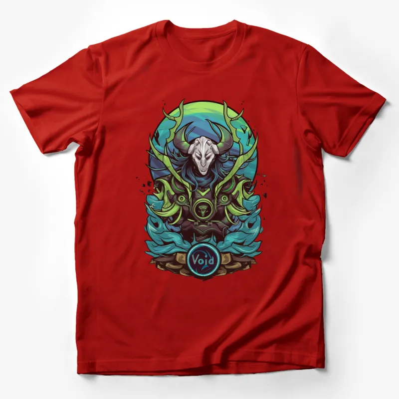 Fantasy Skull Warrior Graphic T-Shirt, Mystical Void Armor, Men's Tee, Stylish Fantasy Art Apparel Male T-Shirt