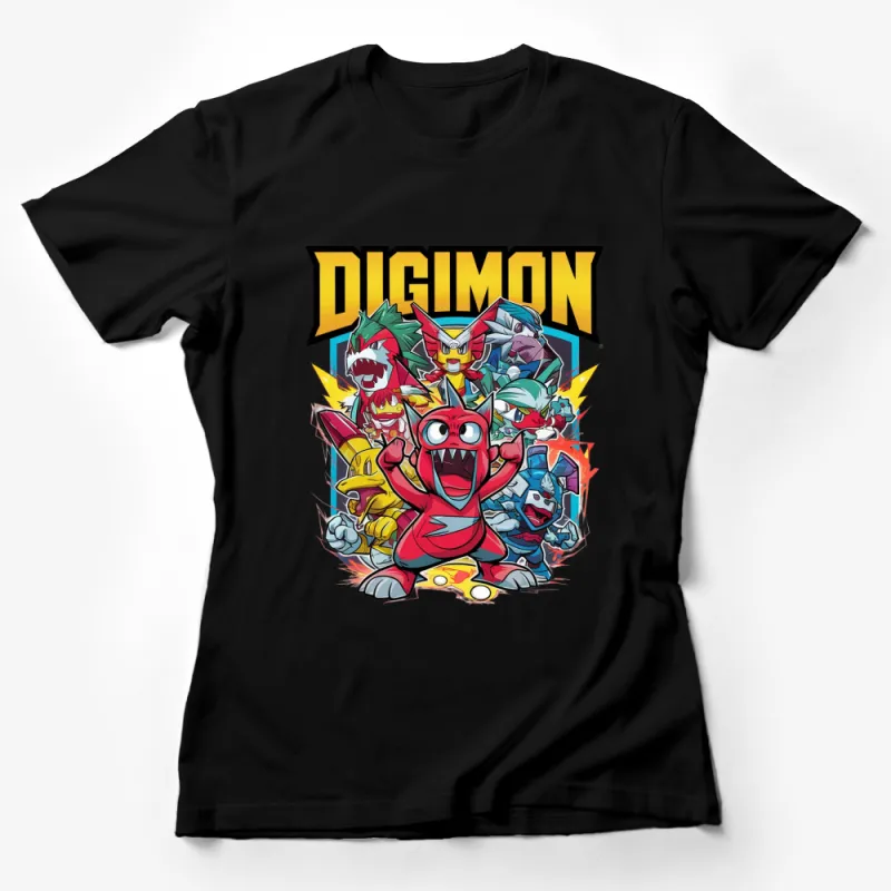 Digimon Classic Characters T-Shirt, Vintage Anime Graphic Tee, Colorful Retro Cartoon Shirt, Gift for Fans Female T-Shirt