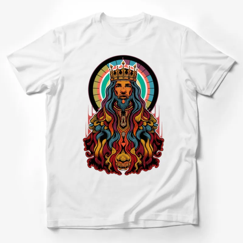 King of Flames Colorful Graphic T-Shirt, Royal Crown and Fire, Vibrant Artwork, Unique Gift for Fantasy Lovers Male T-Shirt