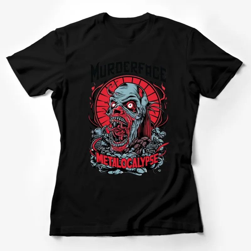 Metalocalypse Murderface Graphic T-Shirt, Red and Blue Horror Cartoon, Rock Band Tee, Unique Gift for Metal Fans, Unisex T-Shirt Female T-Shirt