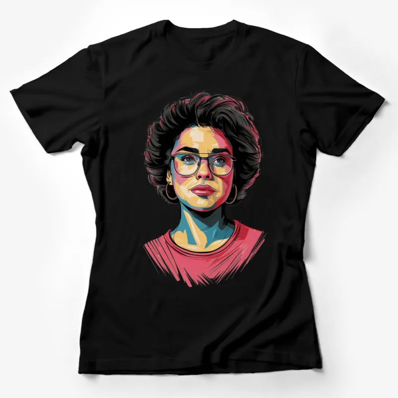 Colorful Pop Art Woman T-Shirt, Vibrant Graphic Tee, Unique Artist Portrait, Fashionable Streetwear Female T-Shirt