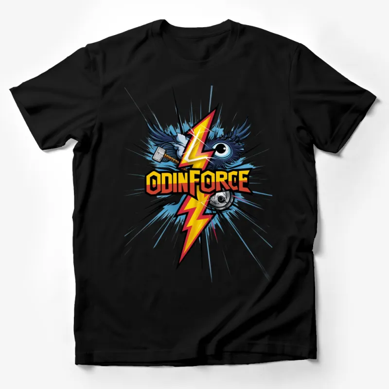 Odinforce Graphic T-Shirt, Bold Lightning Eye Design, Unique Men's Fashion Tee Male T-Shirt