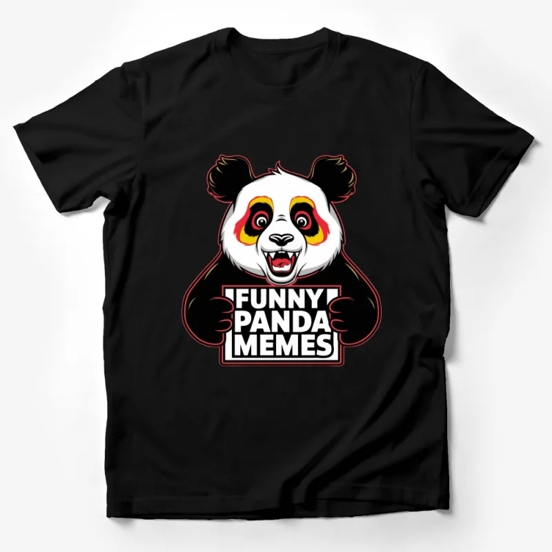 Funny Panda Memes T-Shirt, Colorful Panda Bear Graphic Tee, Unisex Casual Wear Male T-Shirt