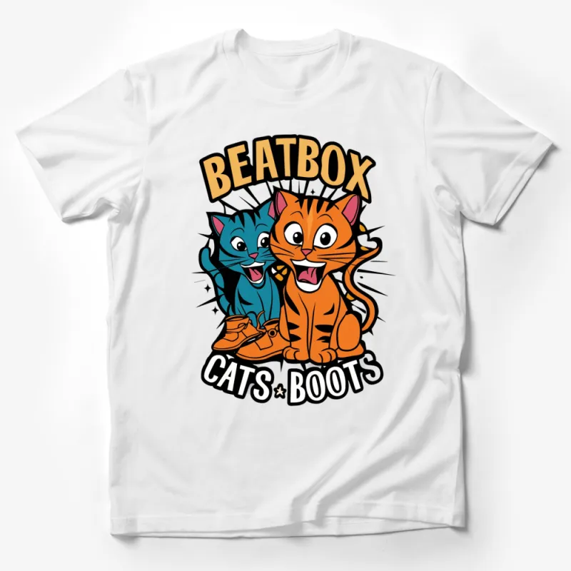 Beatbox Cats and Boots T-Shirt, Fun Cat Cartoon Tee, Graphic Cat Lovers Shirt, Unique Music Themed Top Male T-Shirt