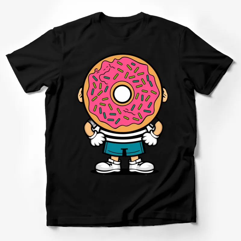 Cute Donut Character T-Shirt, Pink Icing, Fun Food Graphic Tee for All Ages Male T-Shirt