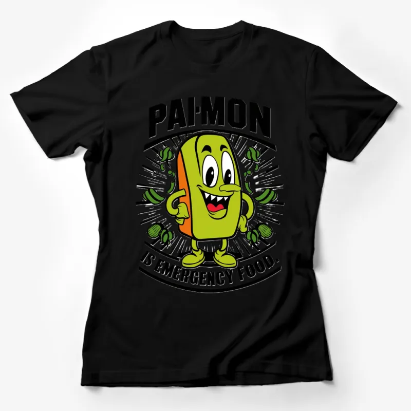 Funny Emergency Food Pa'Mon Cartoon T-Shirt, Bright Colors Humorous Graphic Tee, Unisex Food Lover Shirt Female T-Shirt