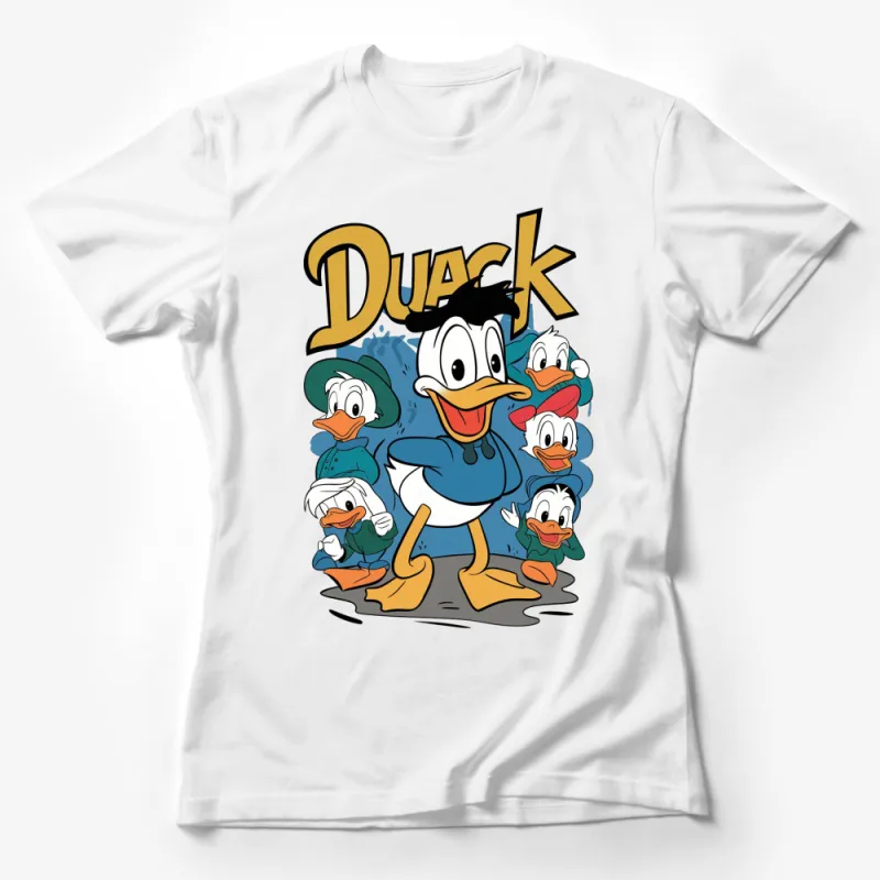 Vintage Cartoon Duck Family T-Shirt, Colorful Retro Duck Graphic Tee, Unisex Casual Duck Shirt Female T-Shirt