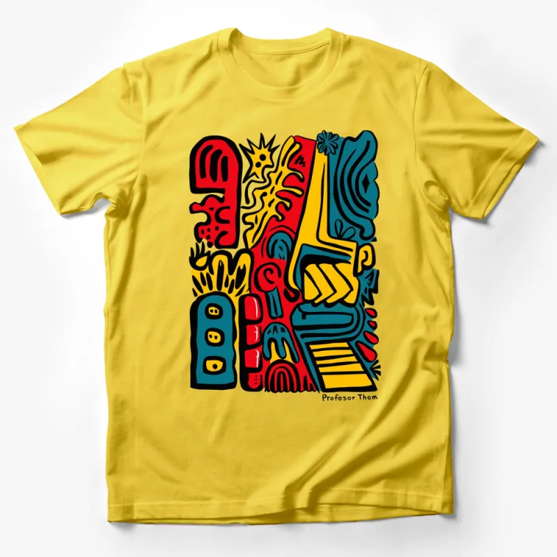 Vibrant Abstract Art T-Shirt, Colorful Streetwear Style, Unisex Graphic Tee, Modern Pop Art Design Shirt Male T-Shirt