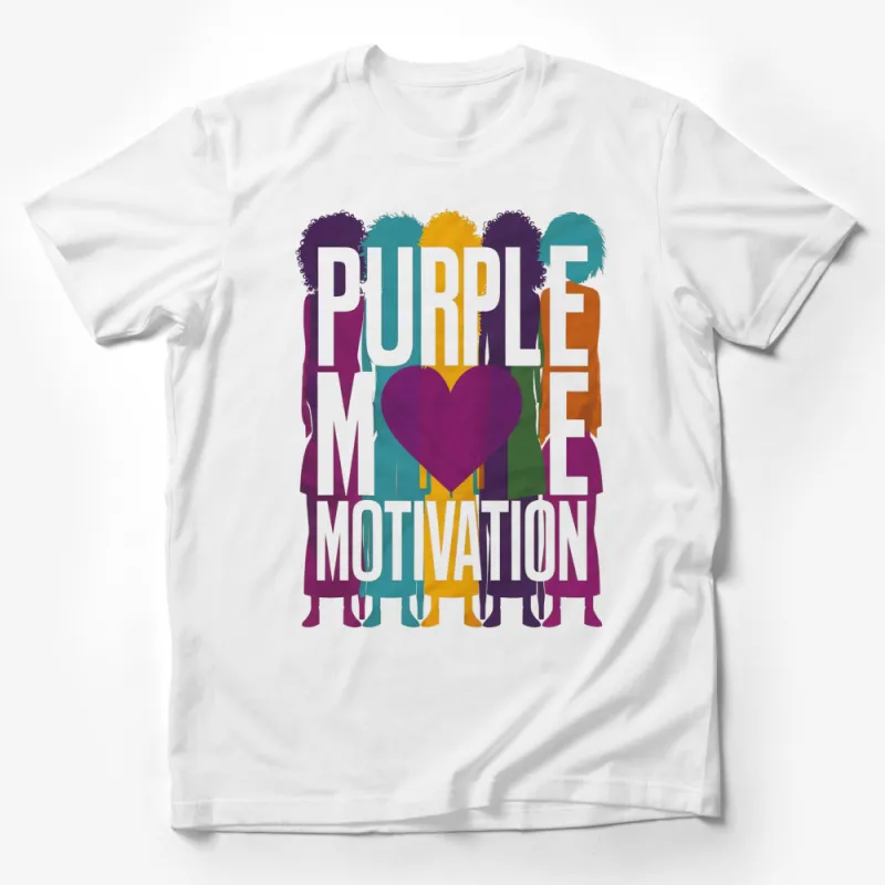 Colorful Purple Heart Motivation Graphic T-Shirt, Inspirational Typography Tee, Unique Design Male T-Shirt