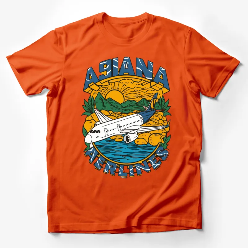 Vintage Airplane T-Shirt, Retro Aviation Logo, Nostalgic Travel Graphic Tee, Summer Citrus Design, Unisex Apparel Male T-Shirt