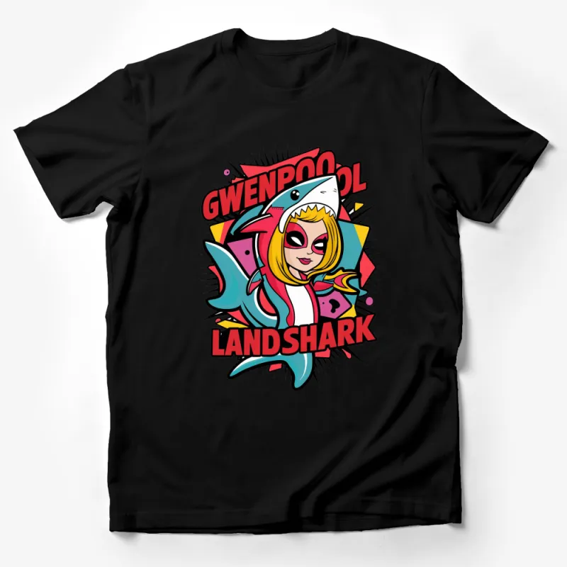 Gwenpool Landshark Comic Art T-Shirt, Colorful Graphic Tee, Unique Superhero Shirt, Vibrant Pop Culture Apparel Male T-Shirt