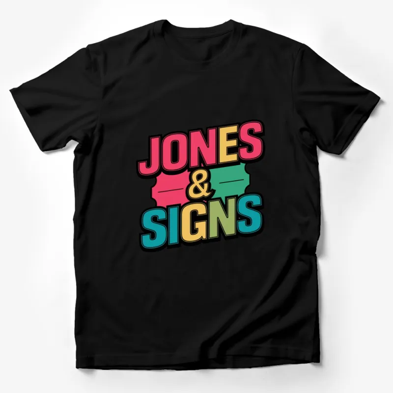 Jones and Signs Retro Colorful Graphic T-Shirt Design, Hipster Fashion Tee Male T-Shirt