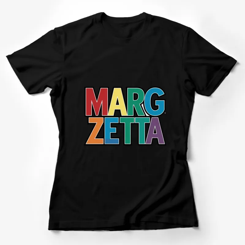 Colorful MargZetta Logo T-Shirt, Trendy Typography Design, Unique Graphic Tee, Casual Wear Female T-Shirt