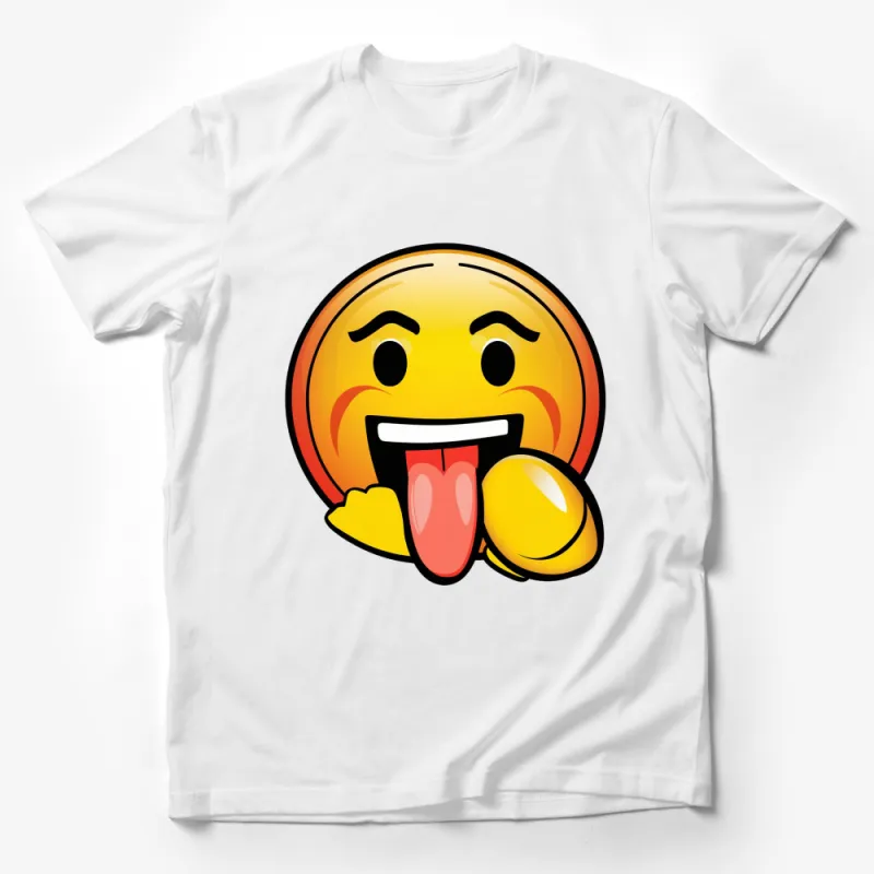 Emoji T-Shirt, Laughing Face with Tongue Out, Fun Yellow Graphic Tee, Unisex Casual Wear, Gift for Teens and Adults Male T-Shirt