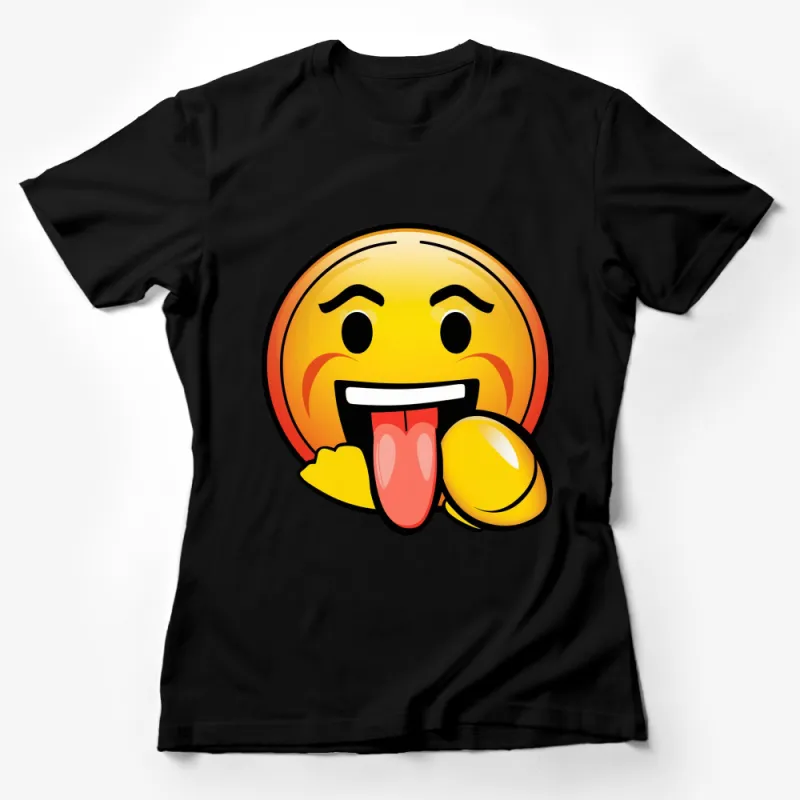 Emoji T-Shirt, Laughing Face with Tongue Out, Fun Yellow Graphic Tee, Unisex Casual Wear, Gift for Teens and Adults Female T-Shirt