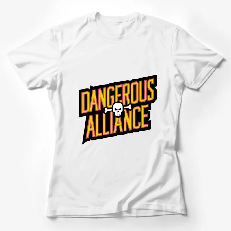 Dangerous Alliance Skull and Bones Graphic T-Shirt, Bold Yellow and Black Tee, Unique Statement Shirt for Men and Women Female T-Shirt