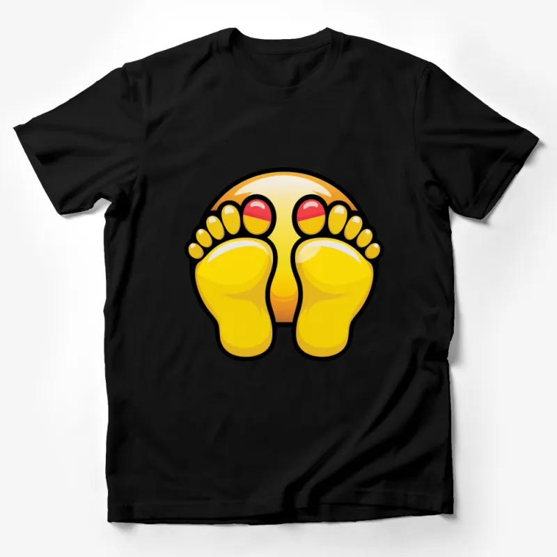 Fun Feet Emoji Graphic T-Shirt, Yellow Happy Feet Emoticon, Unisex Casual Tee for All Ages Male T-Shirt