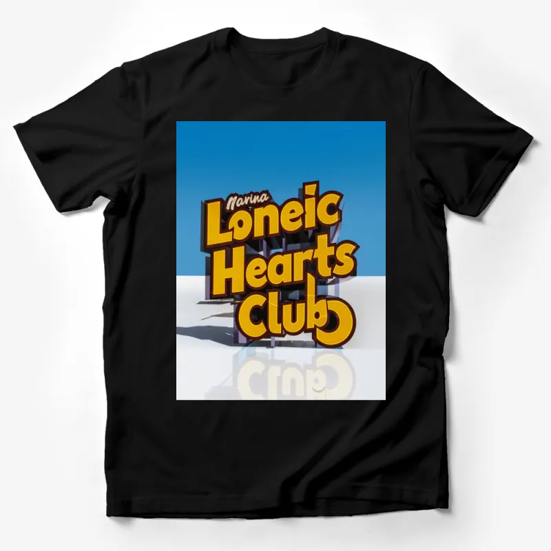 Marina Loneie Hearts Club T-Shirt, Bold 3D Text Design, Fashion Urban Tee Male T-Shirt