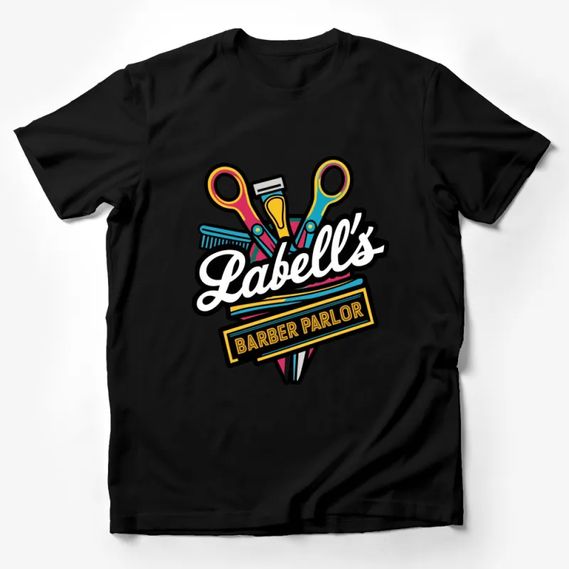 Vintage Barber Parlor Logo T-Shirt, Stylish Scissors and Comb Design, Unisex Graphic Tee Male T-Shirt