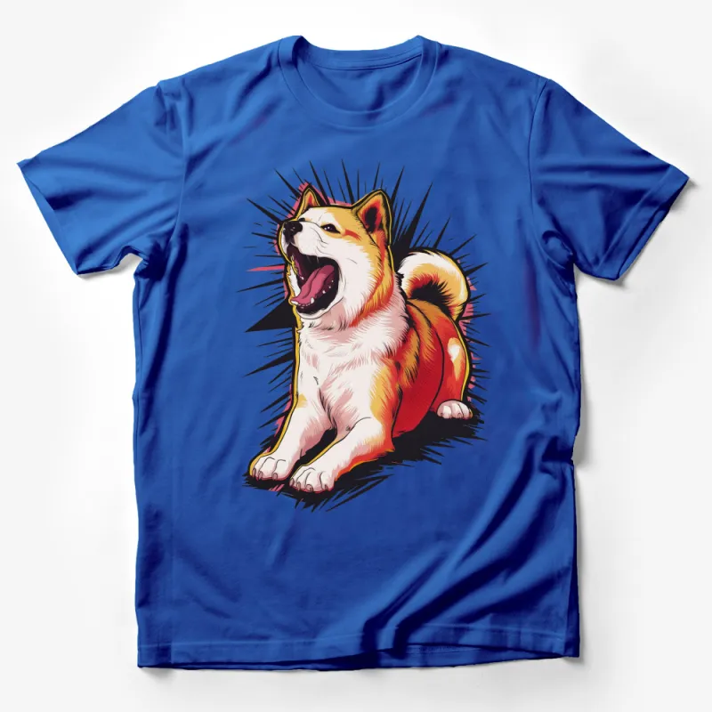 Vibrant Akita Inu Dog T-Shirt, Colorful Japanese Akita Graphic Tee, Unisex Animal Lover Shirt Gift Male T-Shirt