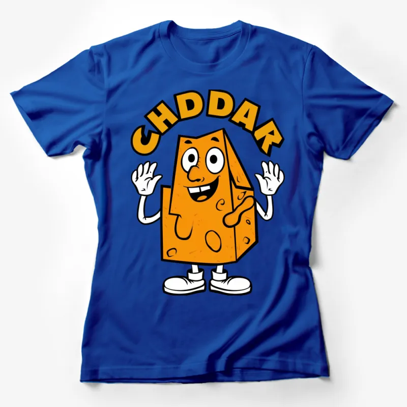 Funny Cheddar Cheese Cartoon Character T-Shirt, Cute Cheese Lover Gift, Fun Food Graphic Tee Female T-Shirt